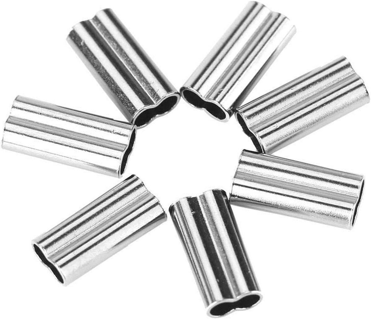 Crimping Loop Mouw Vissen, 200 stks Dubbele Vat Mouwen Vissen Wire Mouwen Vissen Lijn Buis Leader Mouwen Koper Buis Connector