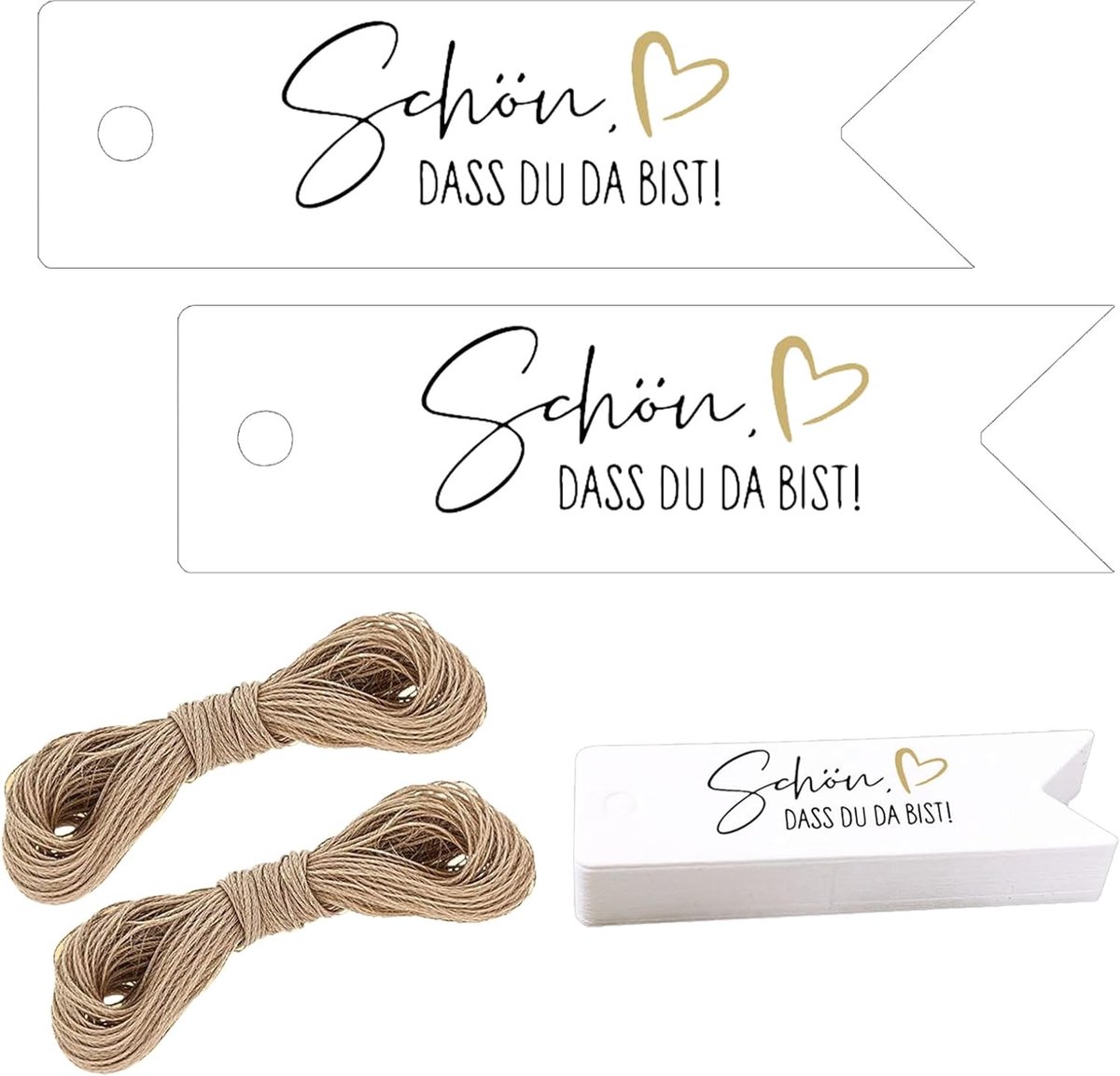 Cadeaulabels 100 stuks - witte hangers - met jute koord - ideaal voor bruiloften - SnelShoppen