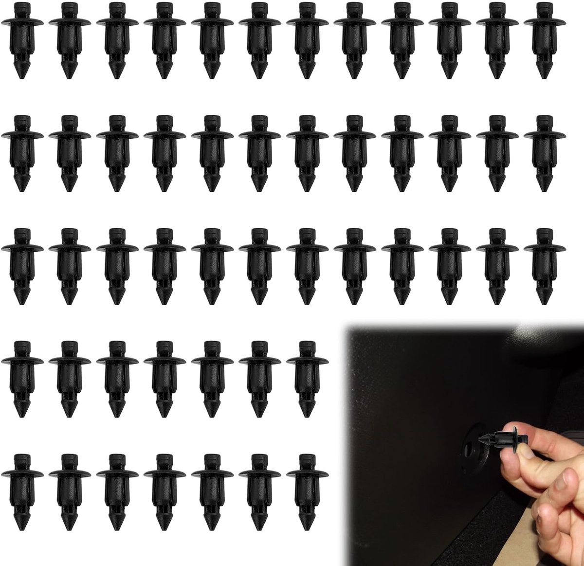 Klinknagel voor auto, 50 stuks, vervangende klinknagel, compatibel met Yamaha, Kawasaki, Suzuki, breed compatibel, zwart