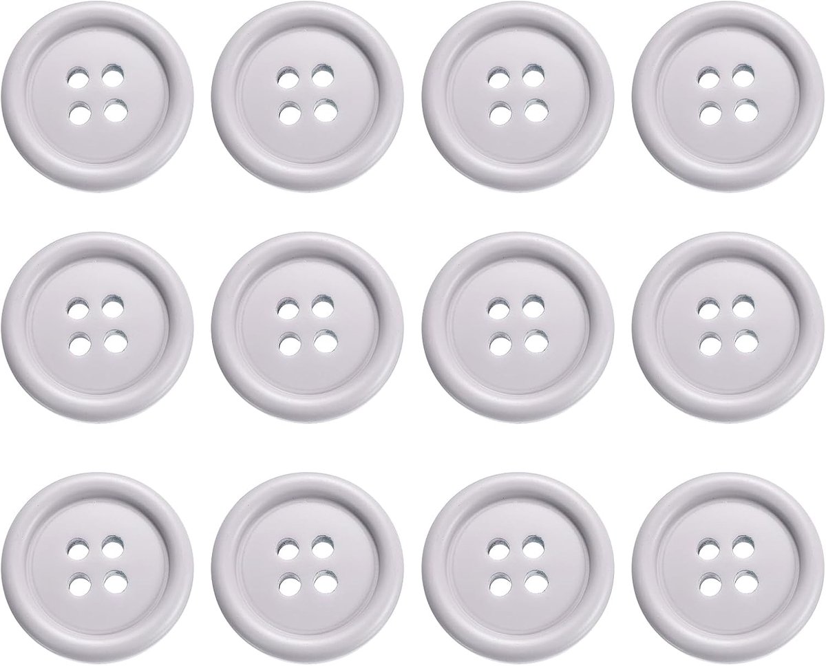 Knopen, 20 mm, 4 gaten, harsknopen om te naaien, knutselknopen, ronde reserveknopen voor het naaien van jas, overhemden, kleding, doe-het-zelf handwerk, decoratie, wit