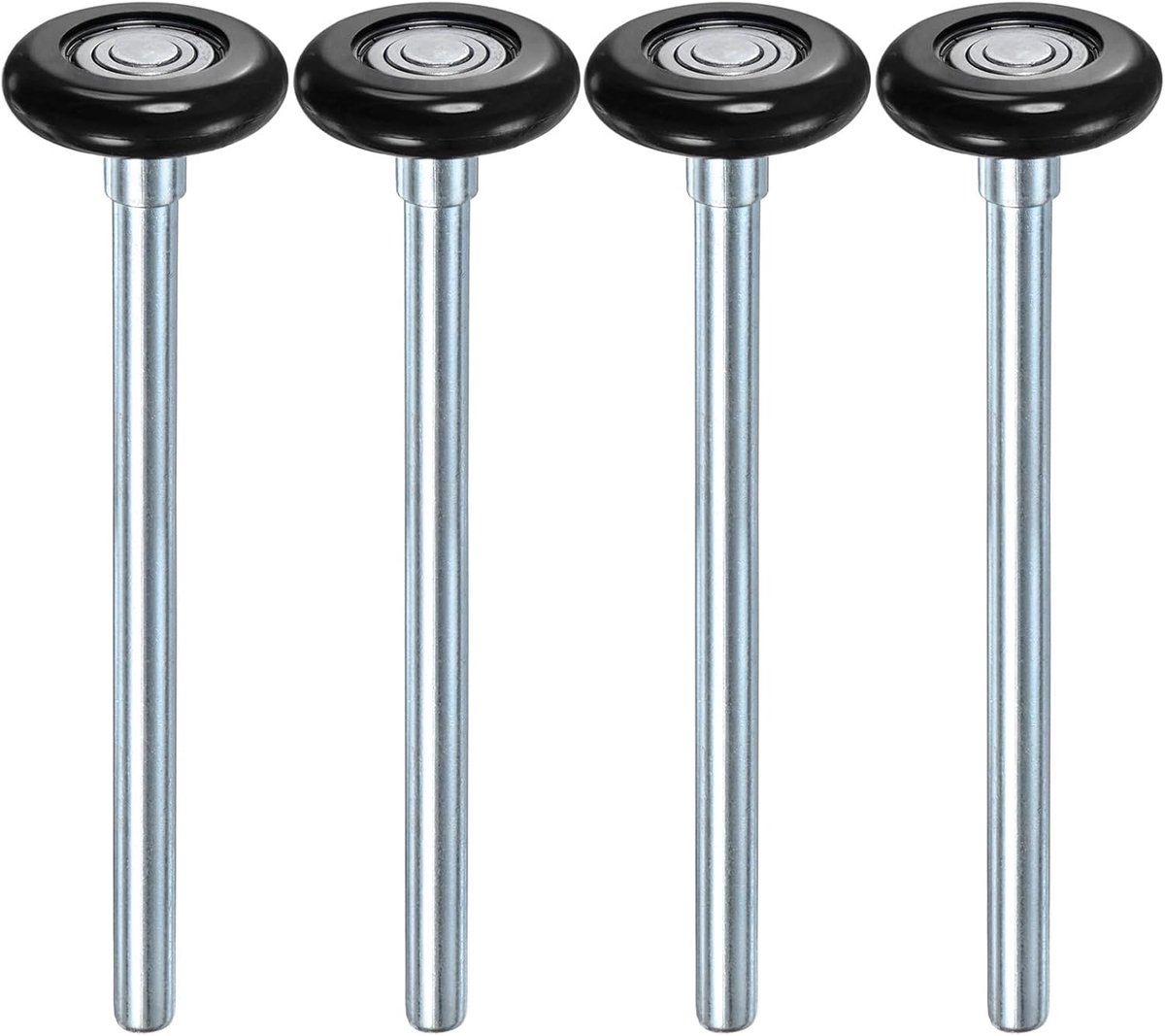 Set van 4 nylon garagedeurrollen, 1,8"/46 mm stille garagedeurwielen 190 mm/7,5 inch steel, hoge belasting 6200zz 8 ballen verzegeld precisie-lager voor garagedeuren/klapdeuren [zwart]