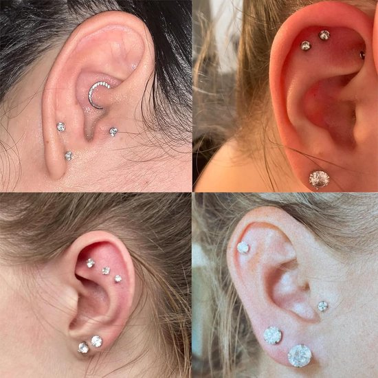 5 paar (10 stuks) 16G chirurgisch staal lippiercing labret monroe ring tragus helix piercings oorbellen stud sieraden 6-14mm — afbeelding 3