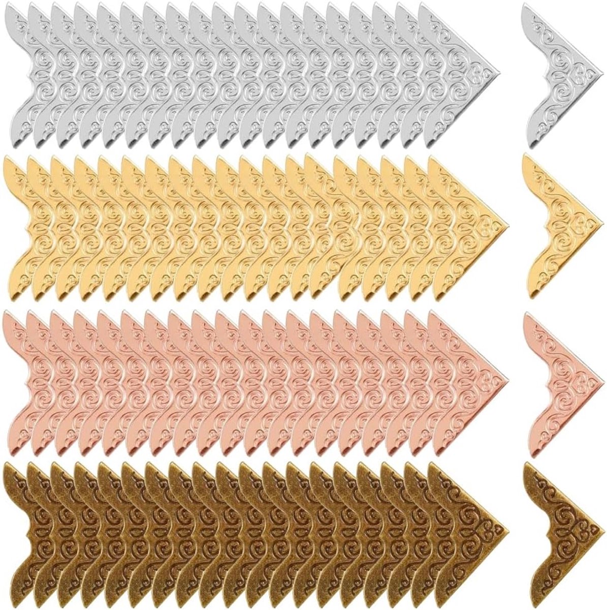 80 stuks metalen boekhoekbeschermers retro ijzeren hoekhoes 4 kleuren plakboekalbum notitieboek decoratieve beschermende hoek