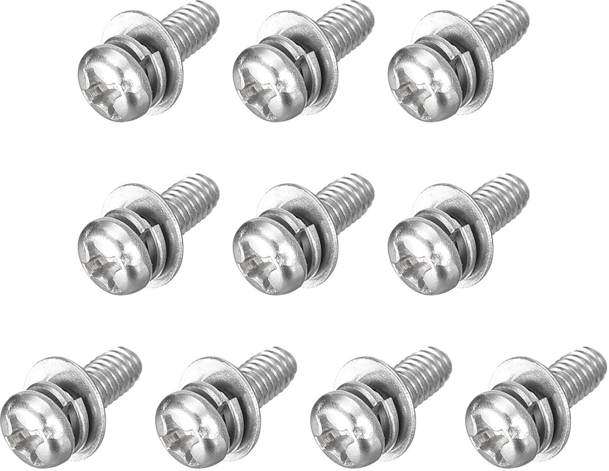 M3 x 8 mm 304 roestvrij staal Phillips Pan Head machineschroeven bouten gecombineerd met veerring en sluitringen 10 stuks