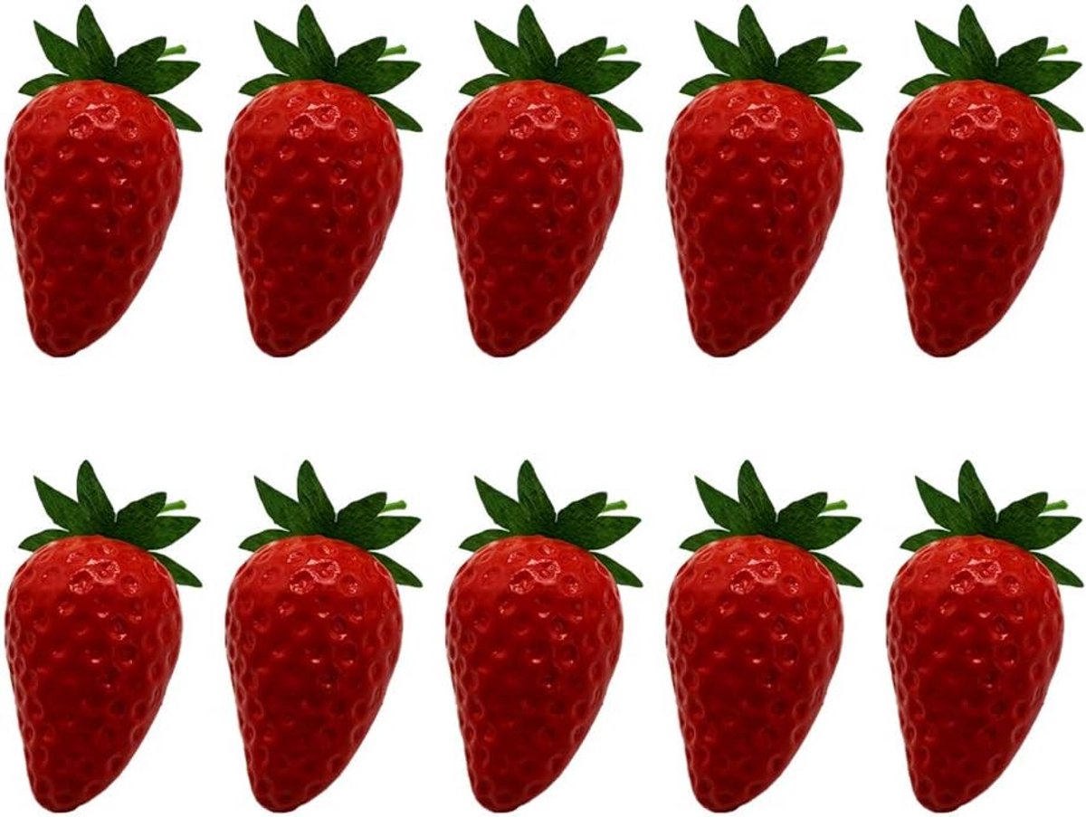 10 Stks Kunstmatige Aardbei Levensechte Fruit Plastic Grote Rode Aardbeien Fotografie Prop Thuis Keukenkast Party Ornament Decoratie