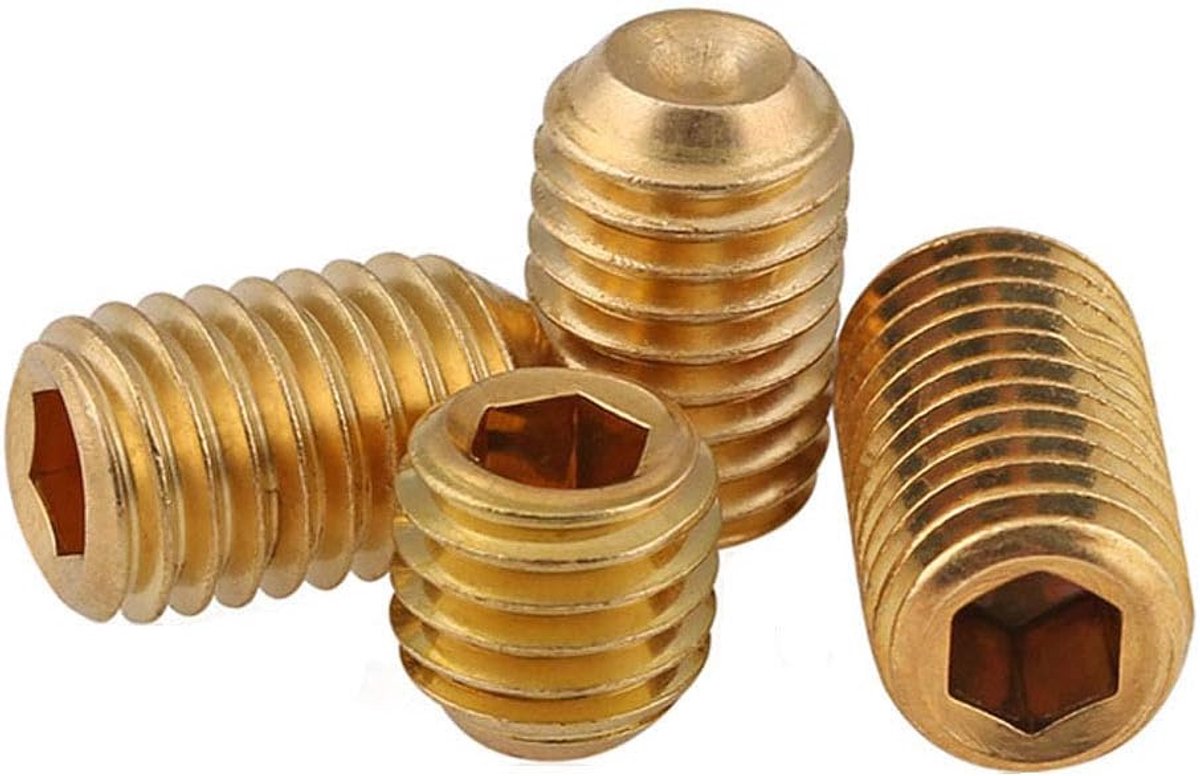 Zonder Kop Cup Punt Inbuskop Schroef messing Hex Madeschroef - M6×6mm,10 pcs