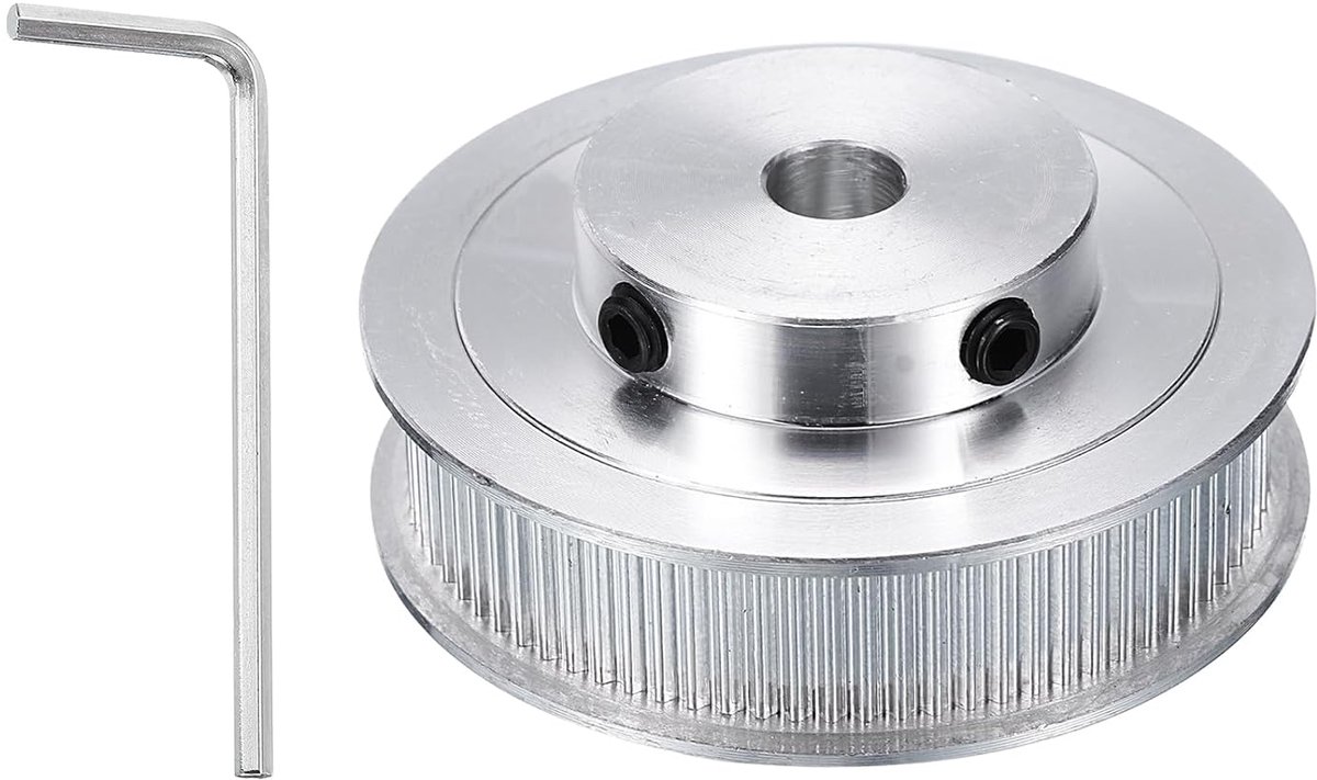 GT-2 Katrol Synchrone Wiel, 80 tanden, 8 mm boring, geschikt voor 10 mm brede riem, aluminiumlegering, tandriemschijf met moersleutel voor 3D-printer, CNC-machine