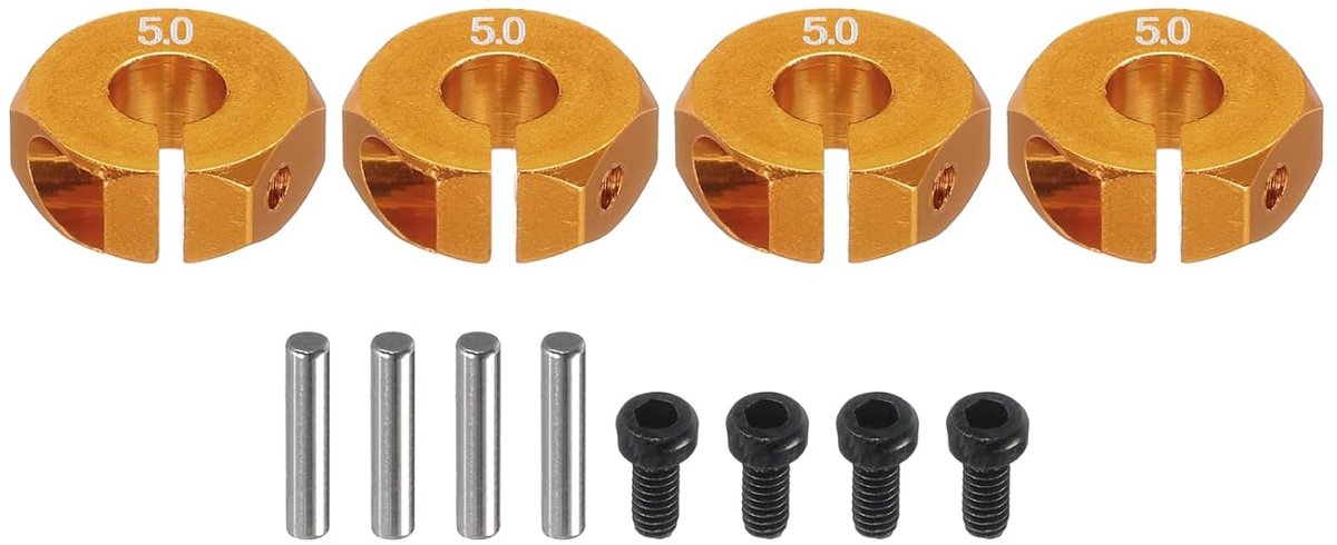 Adapter voor zeshoekige wielnaven van aluminium, 12 mm, dikte 5 mm, verguld, met schroeven voor upgrades RC auto, 4 stuks