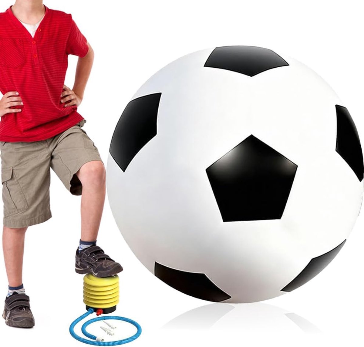 Voetbal, Ø 100 cm, Opblaasbare Reuzenbal, Geschikt voor Traps en Werpen, voor Binnen, Buiten, Strandfeesten