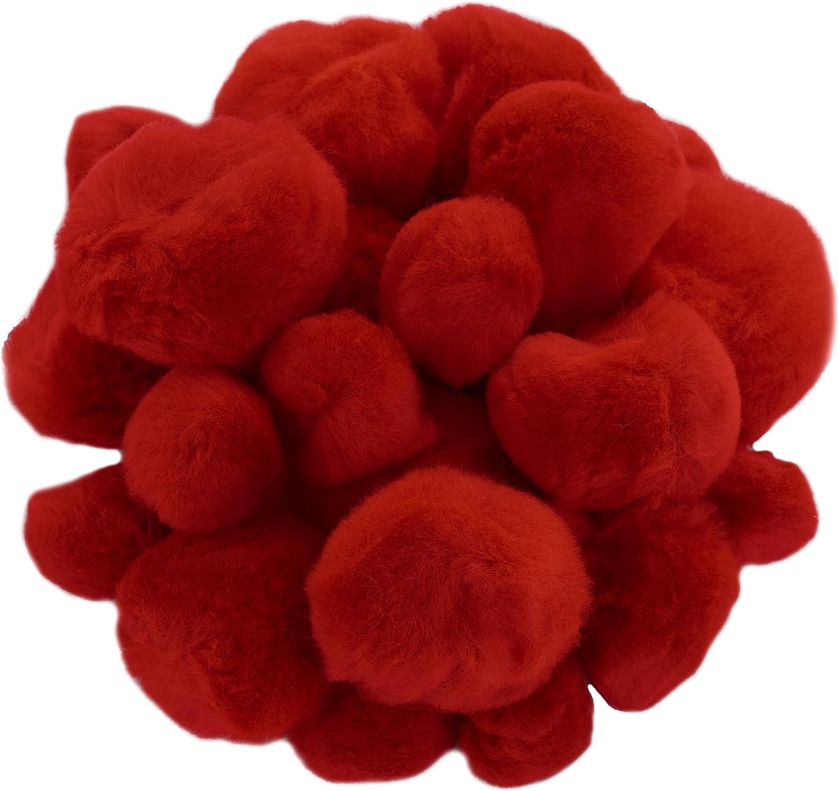 - C60486 - Set met 24 pompons Ø20, 35, 40 mm - Kleur rood - van textiel - voor het maken van glinsterende slingers creatieve vrije tijd kurzwaren decoratie naaien kleding