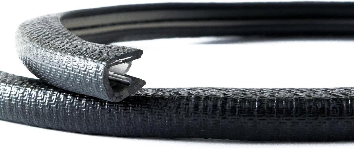 Randbescherming met kunststof klemband, POM, 2-4 mm, zwart, roestend, houdt zonder lijm, beschermt en slijpt randen, industriële kwaliteit, Made in Germany, 5 m