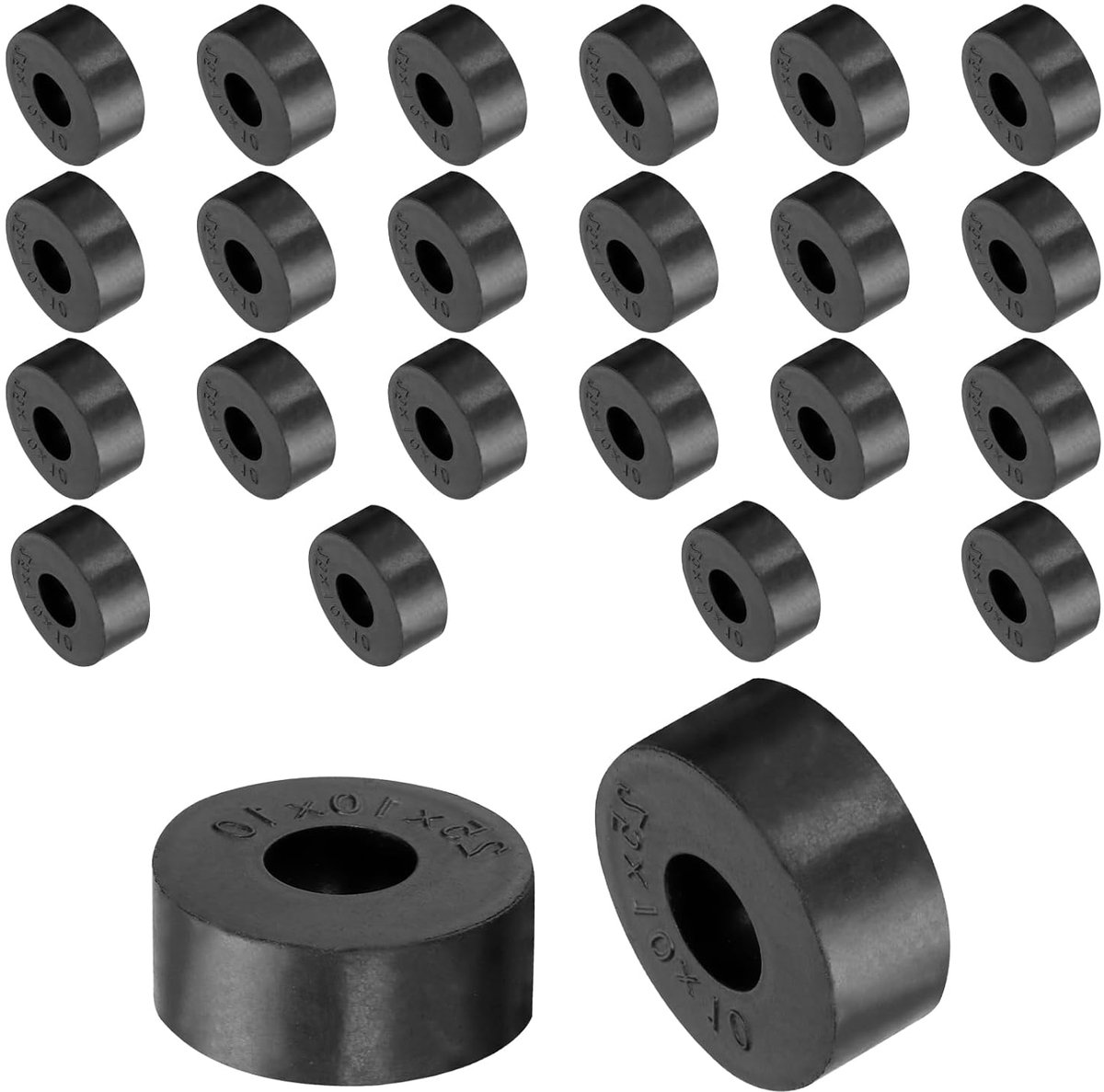 24 stuks rubberen sluitringen rubberspacers 25 mm buitendiameter x 10 mm binnendiameter x 10 mm hoogte zwart ronde afstandshulzen dikke rubberen schijven rubberen afstandshouders