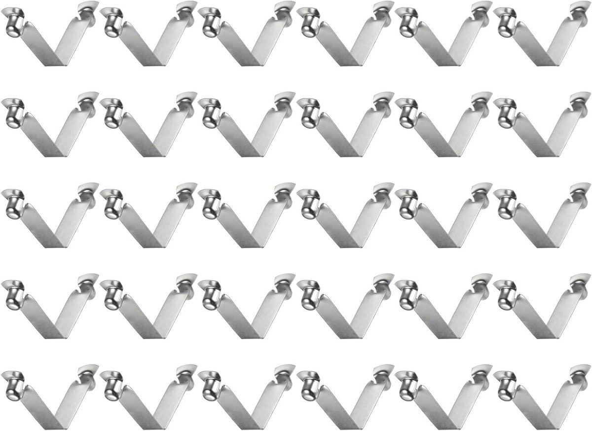 30 stuks veerklemmen met dubbele knop voor kajakpeddels 8 x 8 x 46 mm 65 Mn kabel in V-vorm stalen veren hefclip buis stang met telescopische vergrendeling voor tent camping
