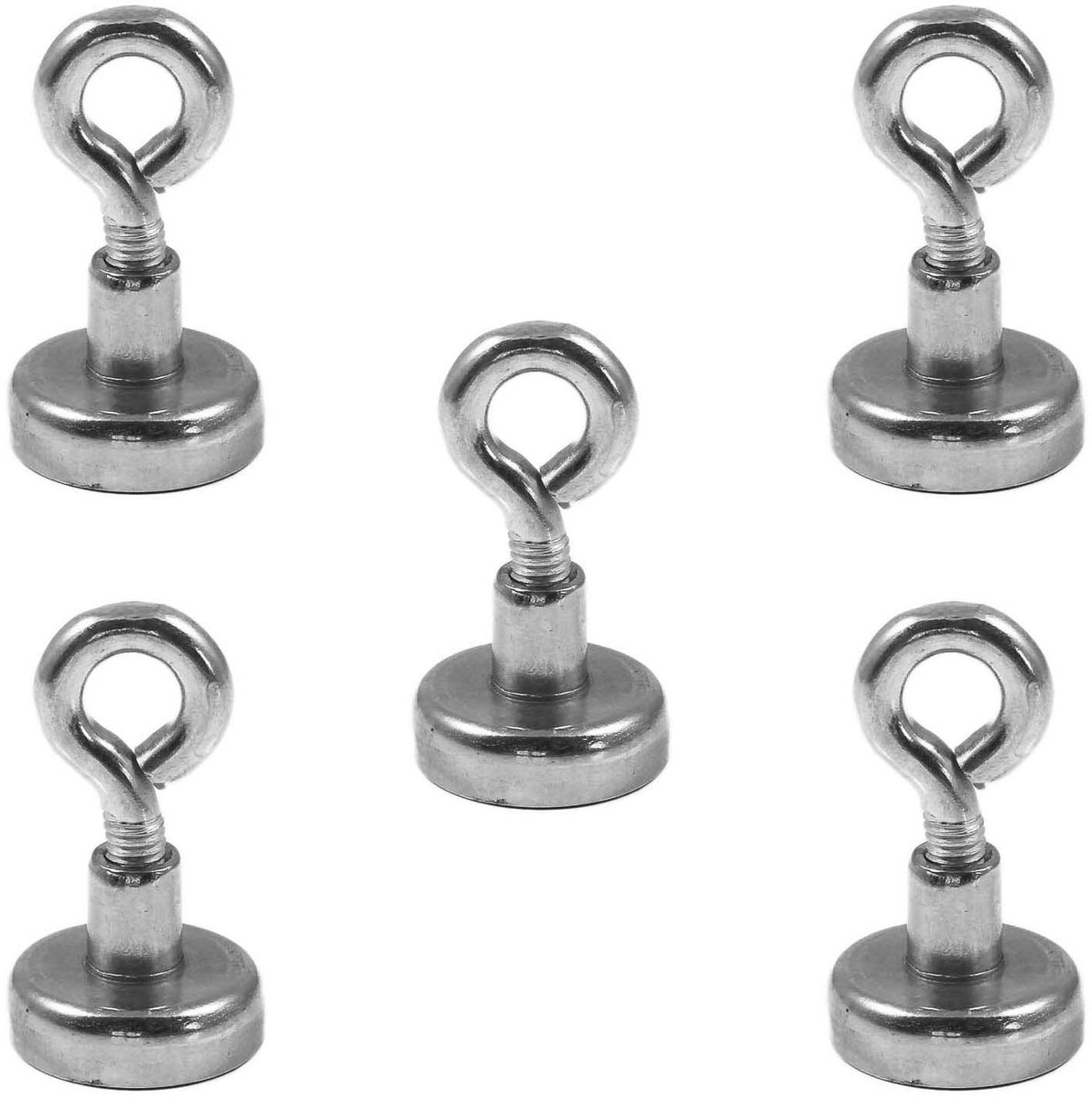 5 stuks neodymium N35 oogmagneten 16 mm Ø | hechtkracht 5,5 kilogram | 5 stuks neodymium potmagneten met oogje BZW. ringschroef zeer sterk en verzinkt
