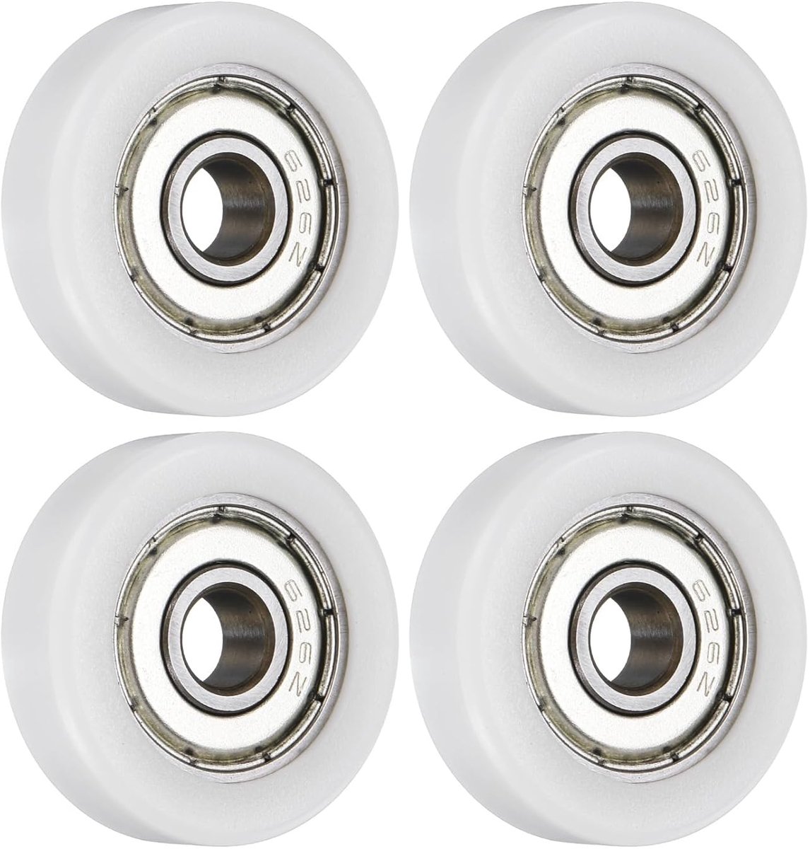 4 stuks kogellagergeleiding, 6 x 26 x 8 mm, dubbel afgeschermd, POM-rollagers, platte katrol voor meubels, accessoires hardware wit