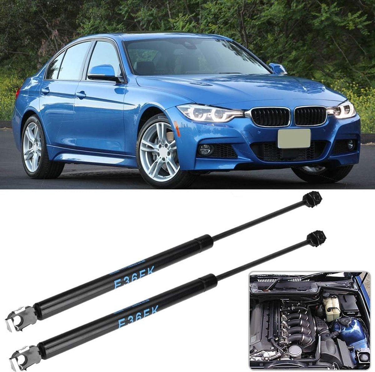1 paar voorslagsteun, motorkaplift steundemper gasveer kaplift schokdemperstangen geschikt voor 3-serie E36 M3 318i 325i 51231960852