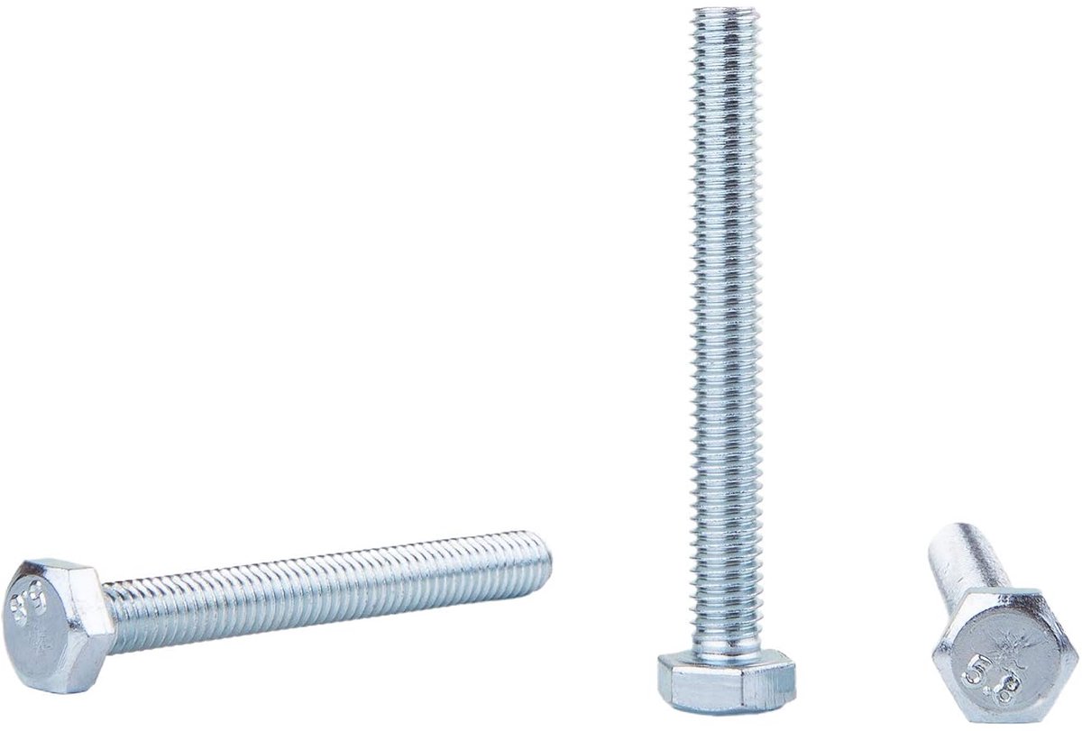 (Pack van 60 stuks) DIN 933 verzinkt stalen zeskantschroeven M6 x 50 mm, zeskantbouten, volledig schroefdraad, zeskantkop (60, M6 x 50 mm)