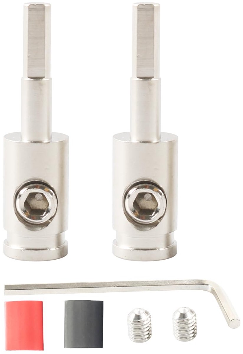 10 mm² tot 10 mm² kabelschoenen, vernikkeld messing, ampère-ingangsverkleiner, auto-audio-versterker, kabelconnector, terminals met krimpslang, 2 stuks