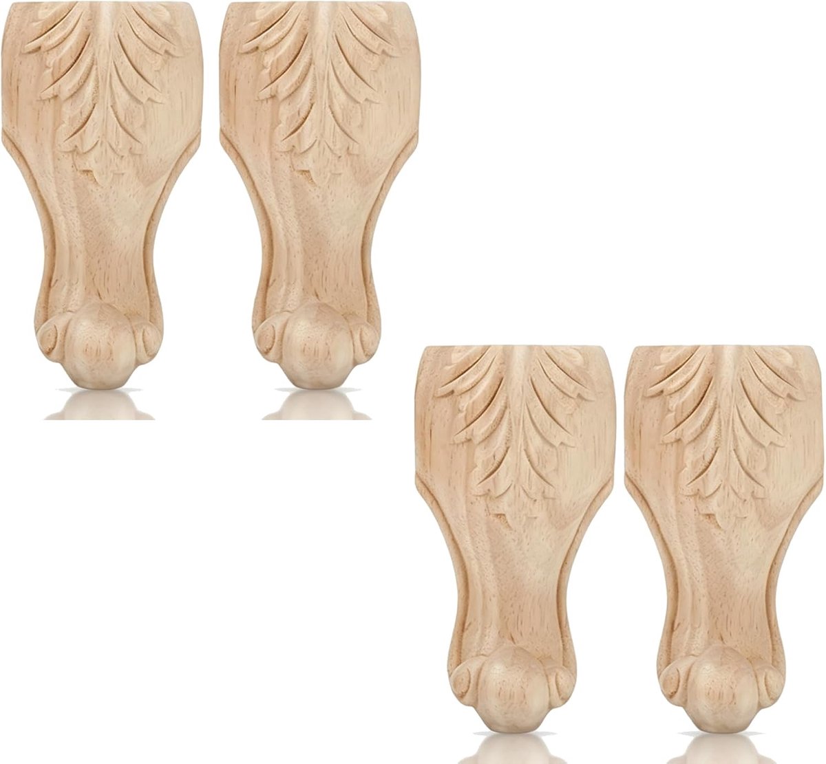 4 stuks Gesneden Houten Meubelen Benen, Houten Kast Benen Sofa Couch Stoel Houten Voeten Europese Stijl Onvoltooide Houten Benen(15x6cm)