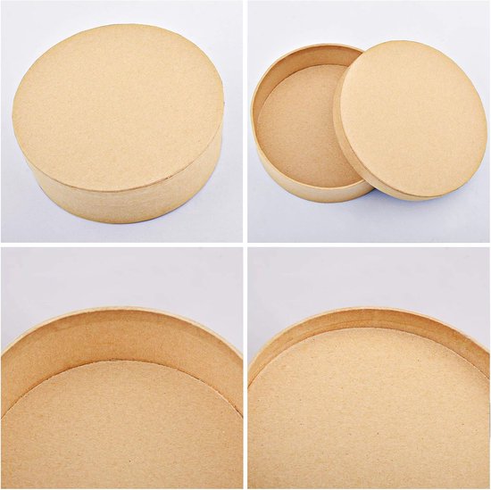 Paper Mache Box, set van 5 ronde mini kraftpapieren dozen met deksels ideaal voor knutselen en opbergen van accessoires, cosmetica, sieraden, cadeaus, huishoudelijke artikelen — afbeelding 4