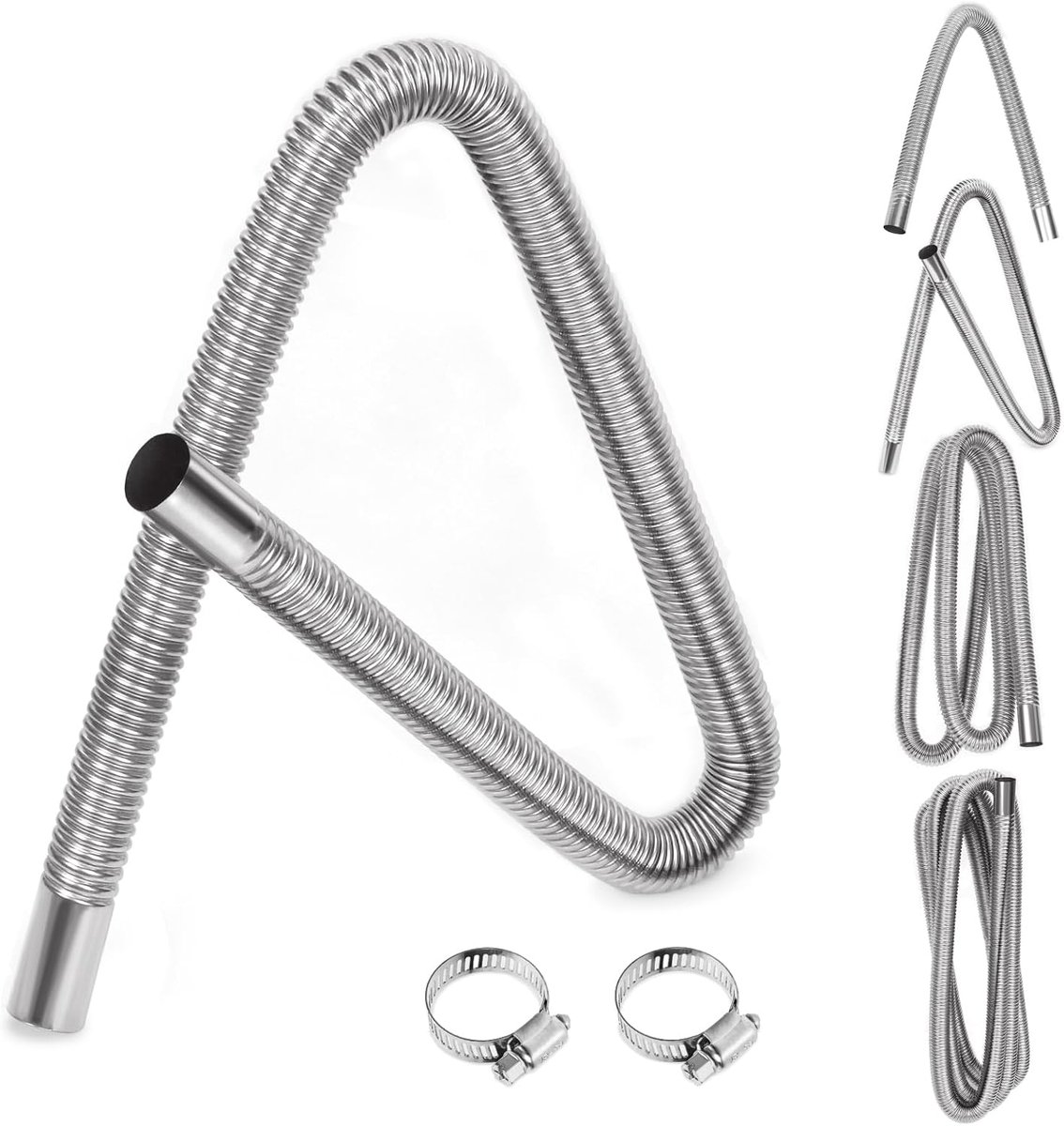 3 stuks 39 inch roestvrijstalen uitlaatpijp met slangklemmen kit, 1 inch binnenbrandstoftank diesel gas ontluchtingsslang flexibele uitlaatslangen voor auto