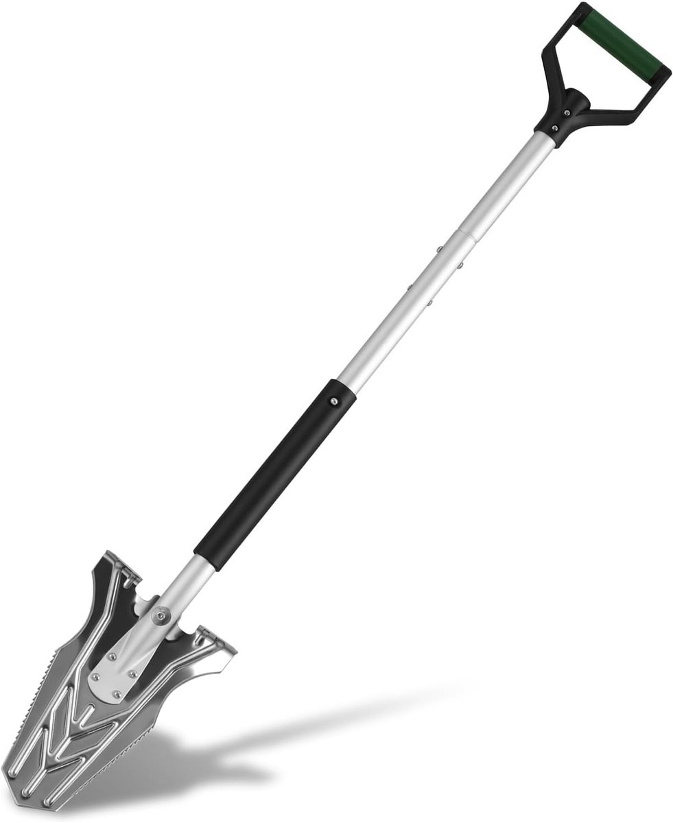Spade met wortelzaag voor harde, steenachtige vloeren, wortelspade met brede treprand en ergonomische handgreep, 120 cm V-vormige wortelspa, stabiele tuinspade voor gemakkelijker graven