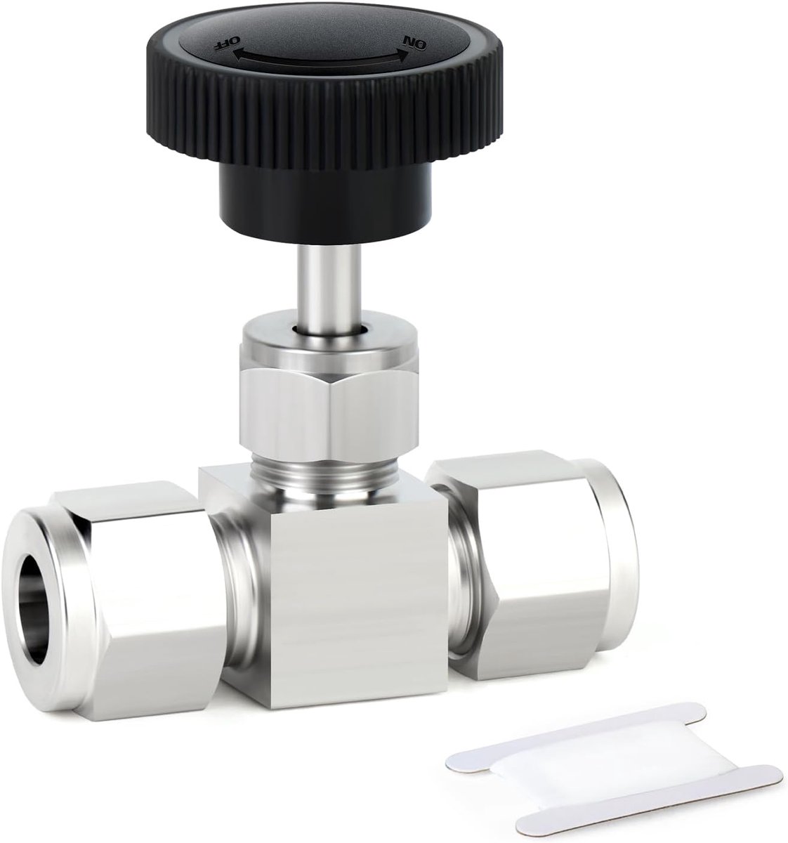 1PCS 304 Roestvrij staal Compressie buis vierkante rechte naald ventiel 12MM buis OD x 12MM buis OD voor Flow Control Water Gas Olie
