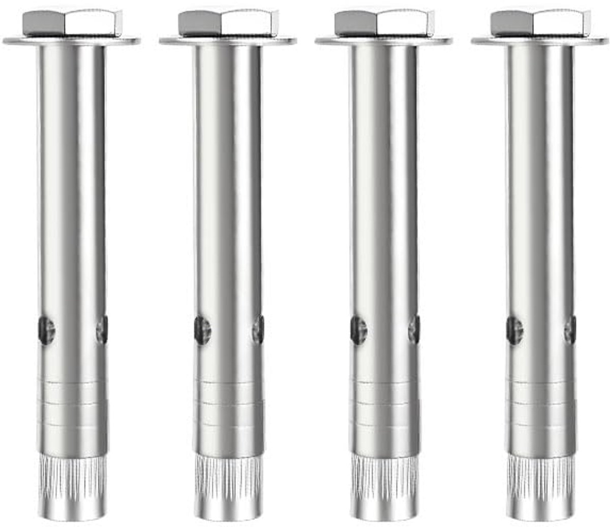 4 stuks M6 x 60 mm Expansion Screw Bolts, Roestvrij Staal Hex-Expansion Schroeven, Heavy Duty Fixing Ankers voor Concrete (M6 x 50)