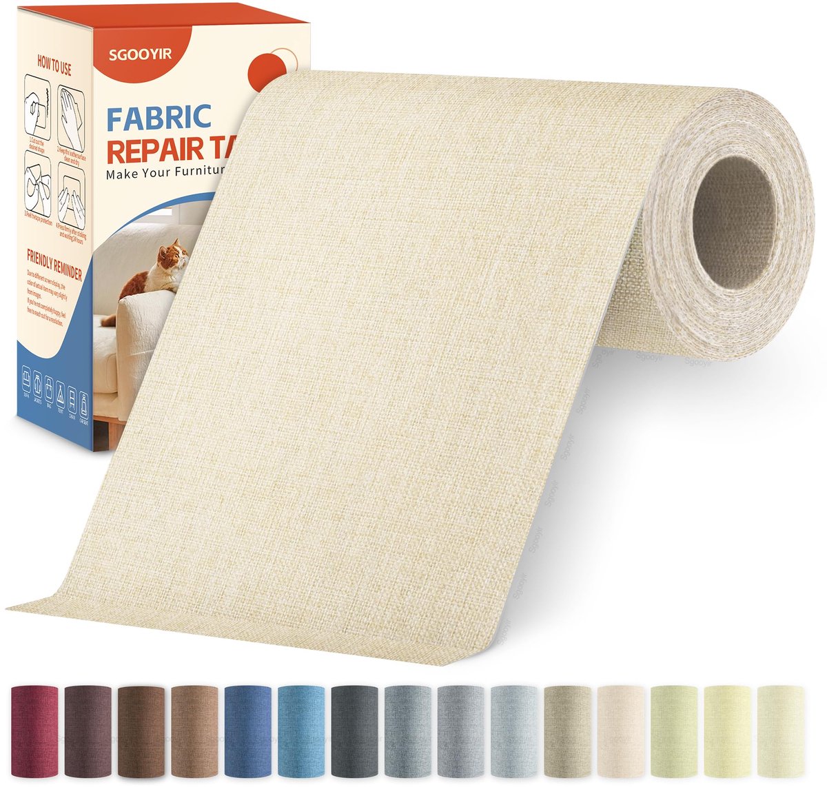 Zelfklevende stof 10 x 200 cm - beige - stoffen patches - ideaal voor meubelreparatie - SnelShoppen