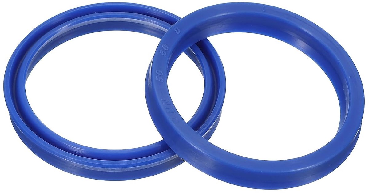 Radiale asafdichting, een 50 mm ID x 60 mm Od x 8 mm breedte, 2 stuks PU-afdichting voor industriële lagerpompen, zuiger, cilindercilindercilinder, blauw