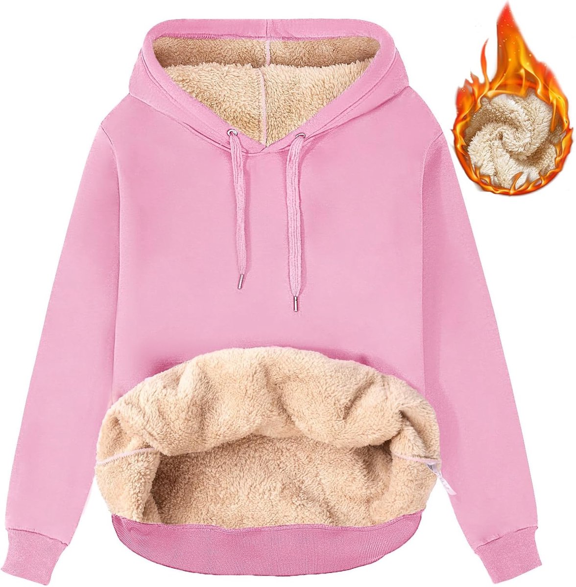 Heekpek Uniseks heren dames effen hoodie casual pullover hoodies dames fleece hoodie thermisch warm oversized sweatshirt trui met zakken