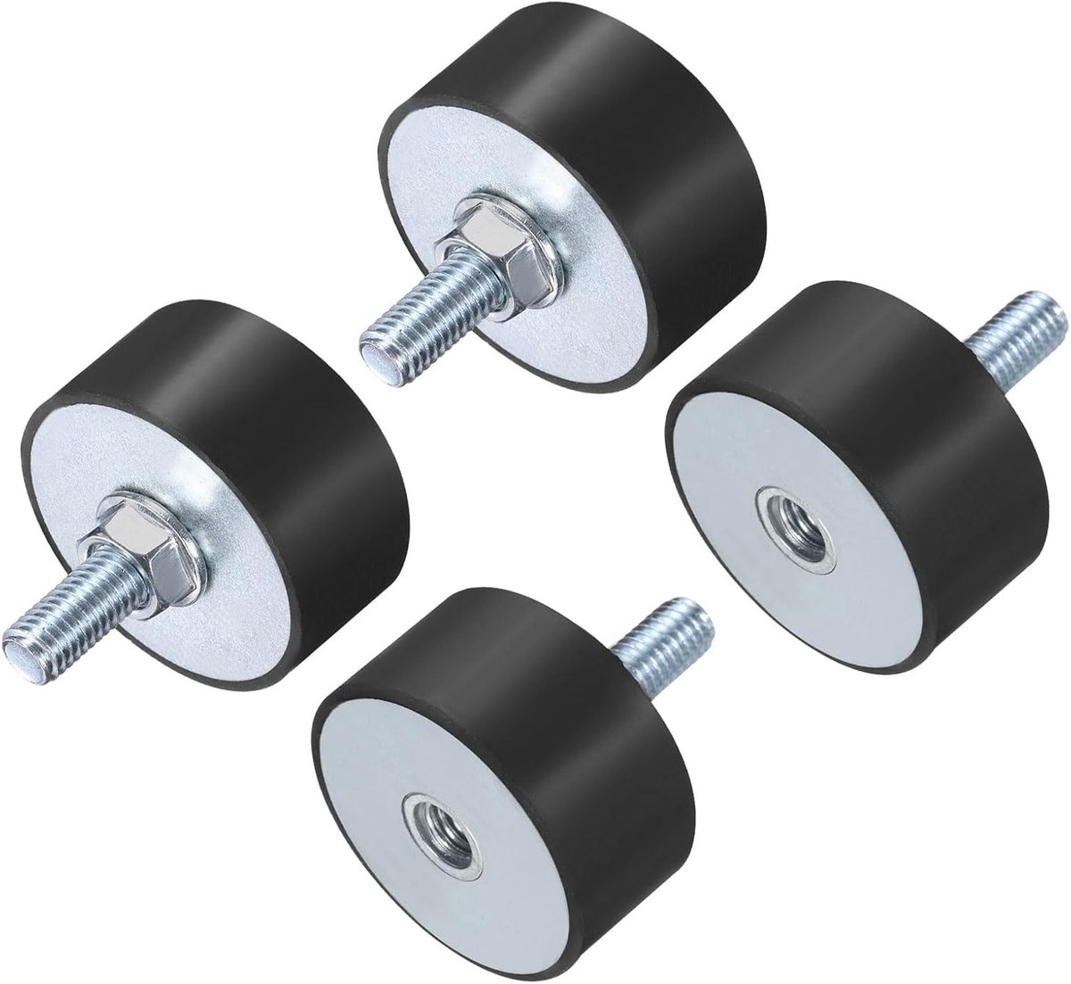 4 stuks M8 x 23 mm rubberen isolatoren met schroefdraad 40 x 20 mm mannelijke vrouwelijke trillingsdempers verzinkte cilinderschroefdraadhouders met 4 stuks M8 contramoeren