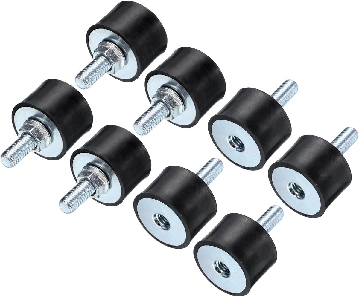 8 stuks isolatiehouders, rubber, M8 x 23 mm, schroeven, 30 x 20 mm, mannelijke schokdemper, trillingsdemper, cilindrische schroefdraadhouders, verzinkt, anti-vibratie-isolatoren, 8 stuks