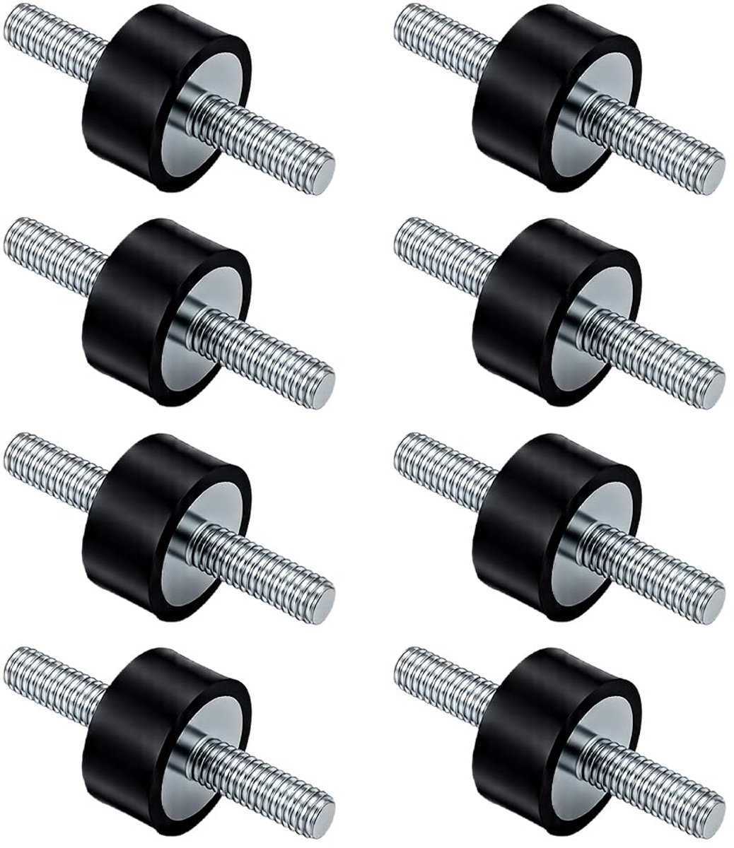 8 stuks rubberen anti-vibratie-isolatoren, M6 x 15 mm, mannelijke spoelhouders, 20 x 10 mm (d x h) schokdempers voor garage, compressoren, waterpompen, motoren