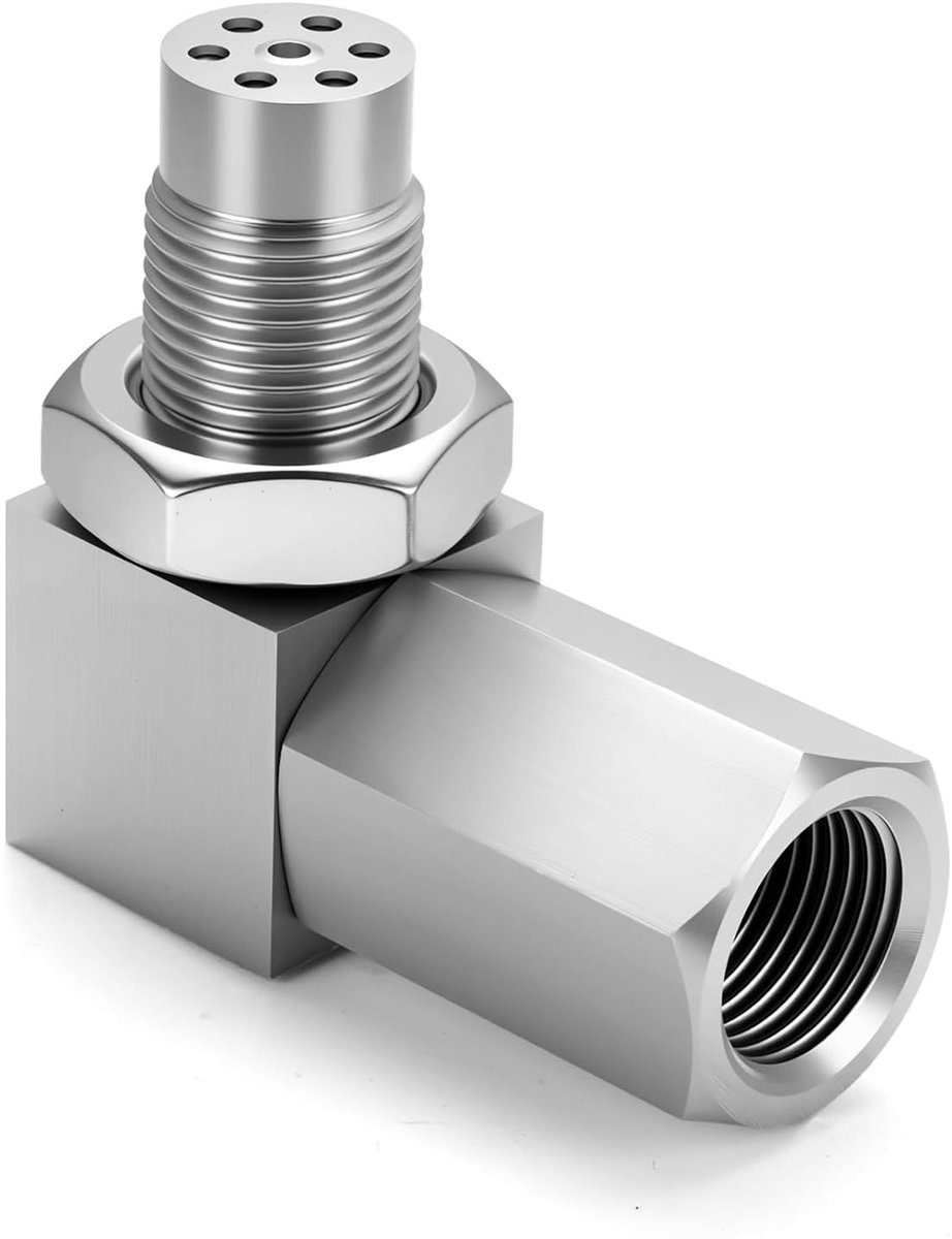 Lambda-Sonde Adapter 90° met Filter, Universele Adapter M18 x 1,5 | Zuurstofsensor Converter voor Auto Uitlaatsysteem – Voorkomt Motorwaarschuwingslampje