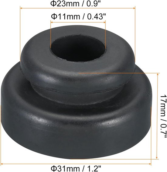 Rubberen bevestigingsvoeten, 4-pack voetsteun, antivibratiekussen, vervanging voor airconditioner, koelkast, elektrische motor, zwart — afbeelding 4