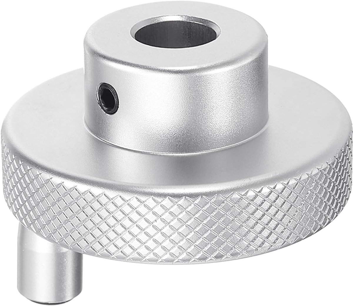 Draaiknop van aluminiumlegering 50 mm OD 12 mm gat draaiknop met handvat draaiknop freesmachine van aluminium met sleutel en 2 schroeven voor draaimachine, zilverkleurig