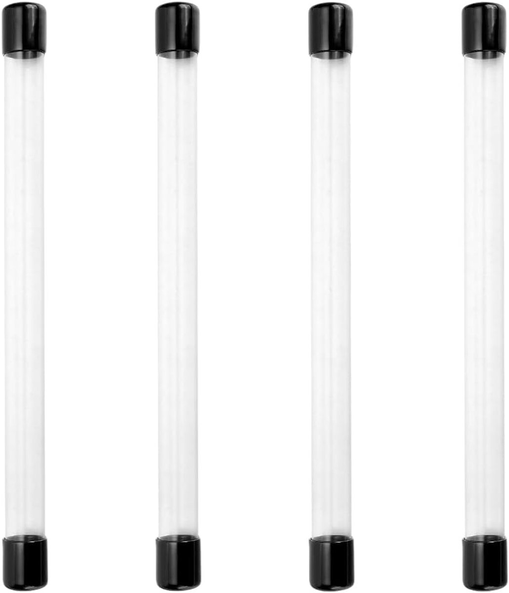 4 stuks doorzichtige opbergbuis, 21 x 300 mm lengte doorzichtig rond plastic buizenstelsel transparante stijve opbergslang met deksel rubberen doppen, waterpijp voor kralen, knoppen, pennen