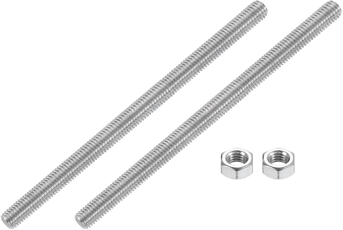 5/16"-18 volledige schroefdraadstang, 2 stuks 304 roestvrij staal lange schroefdraadschroef 14 cm lengte rechtse schroefdraad voor meubelmontage bevestiging