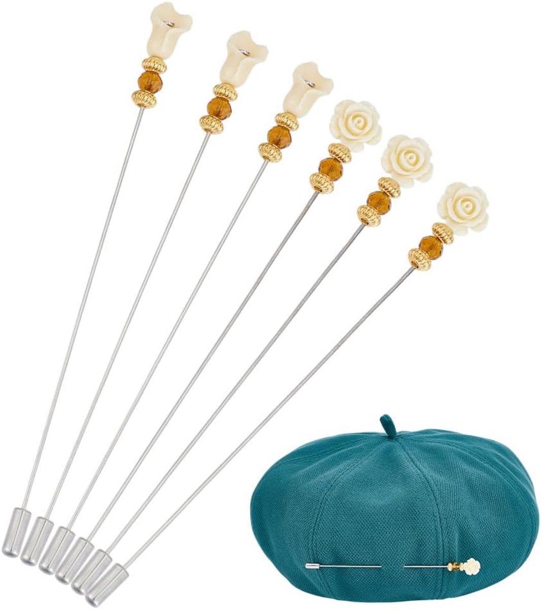 8 Vintage Veiligheid Hoed Pin Messing Revers Pin Lange Mouw Accessoires voor Stropdas Sjaal Badge Hoeden Kostuums Decoratieve Broches