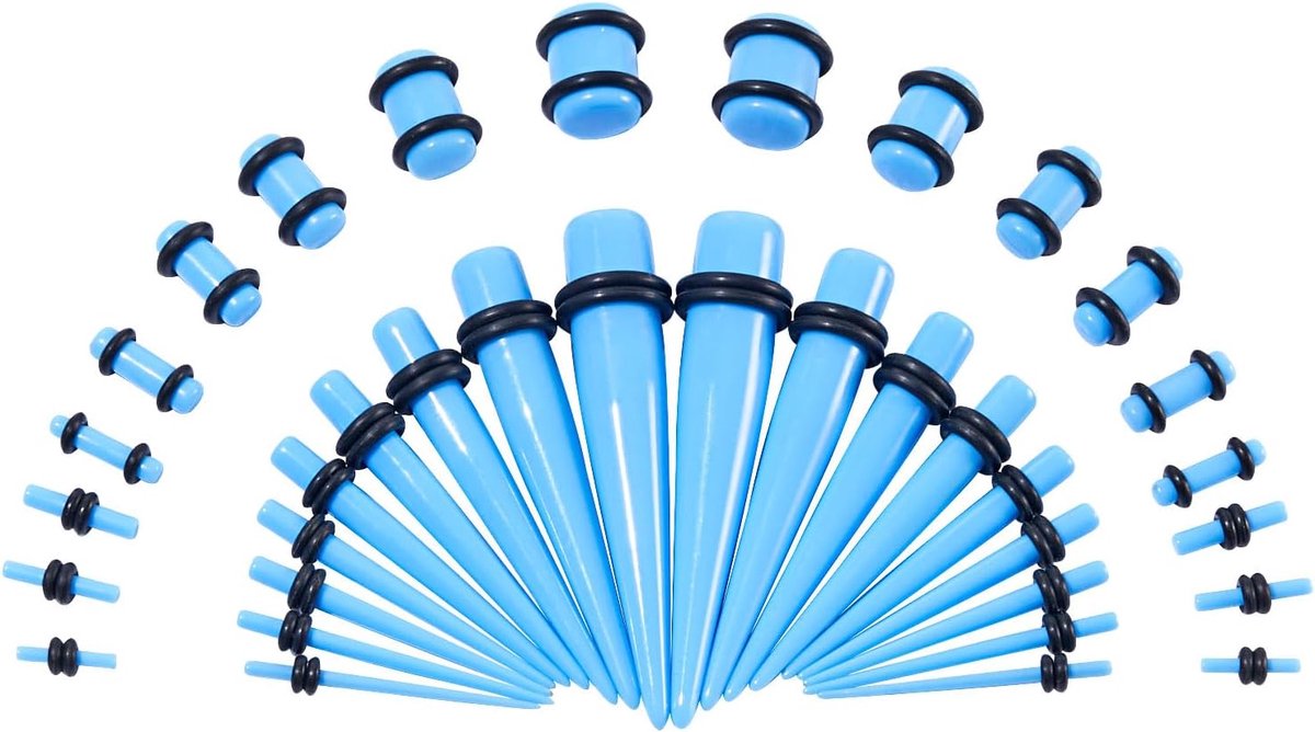 18 paar oor stretchstaafjes set oor acryl stretchkit set piercing tapers botstaaf expansieset 1,6 mm - 10 mm