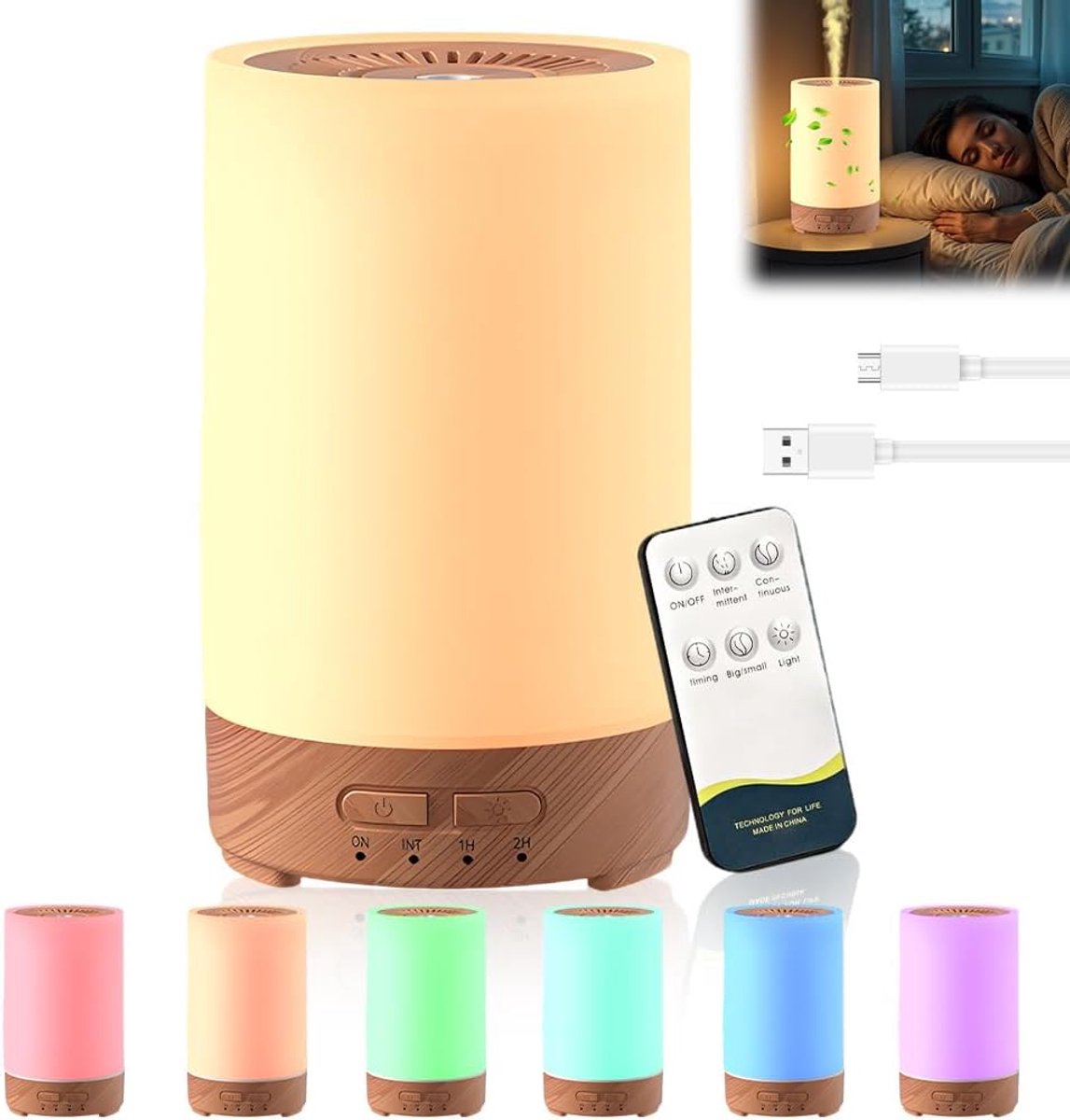Aromadiffuser 150 ml - ultrasoon - 7 kleuren led - ideaal voor thuis en kantoor - ShopVlot