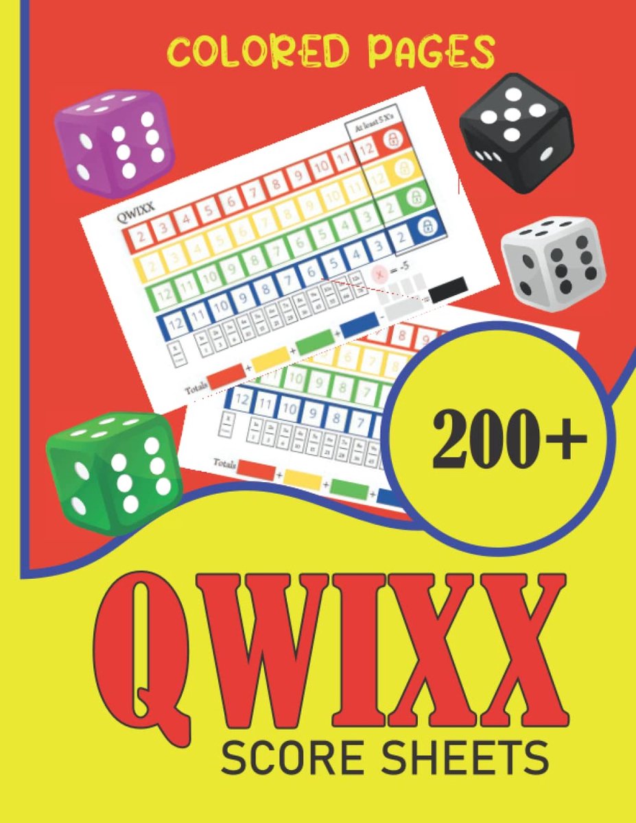 SnelShoppen - Qwixx Score Sheets met Kleurrijke Pagina's 200+ | Vervangende Score Pads voor Qwixx Dobbelspel | 8.5 x 11 Inch | 120 Pagina's voor Gezel