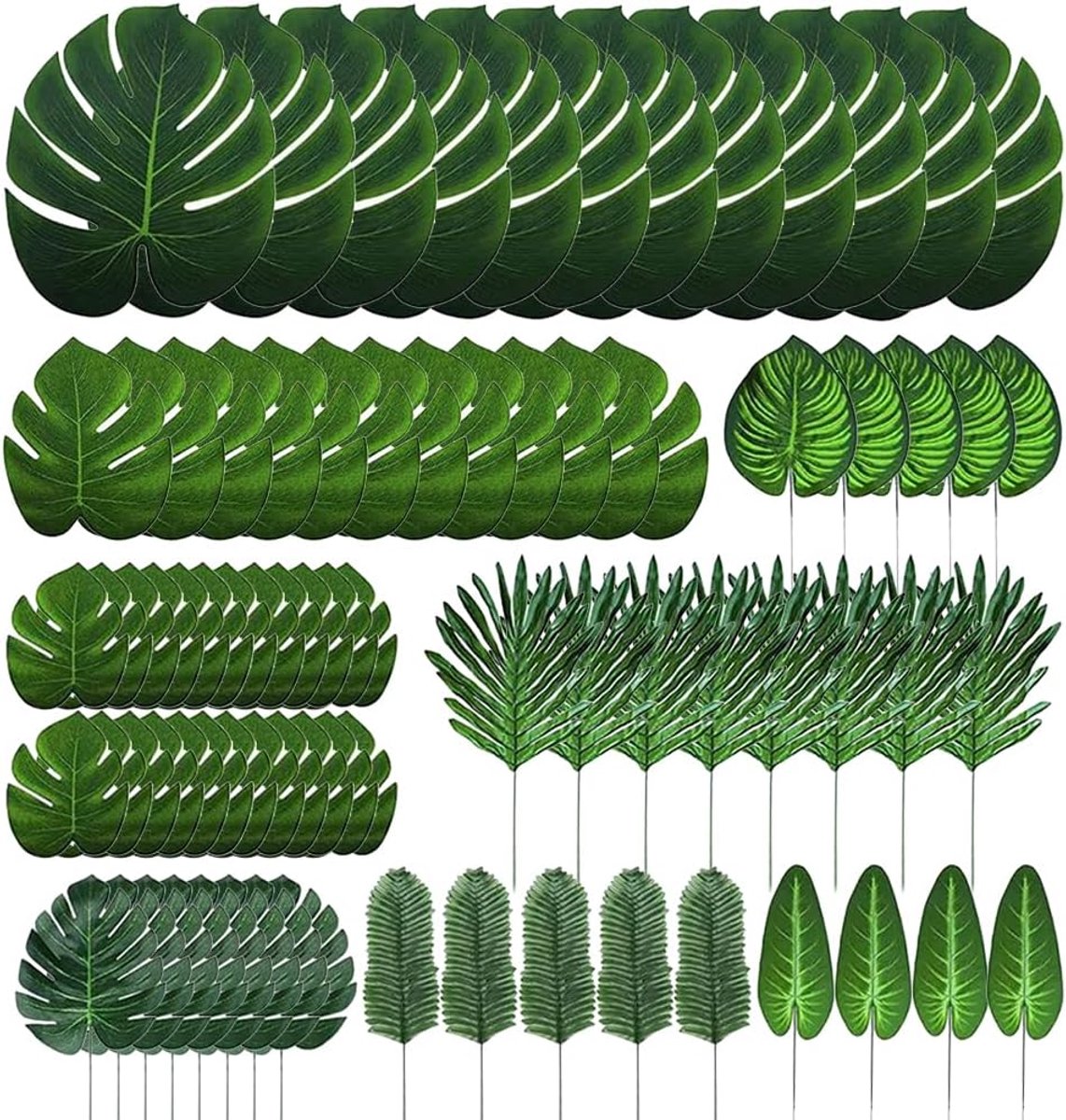 Kunstplanten palmbladeren 78 stuks - Tropische decoratie - Jungle safari thema - Creëer een indrukwekkende wand - ShopVlot