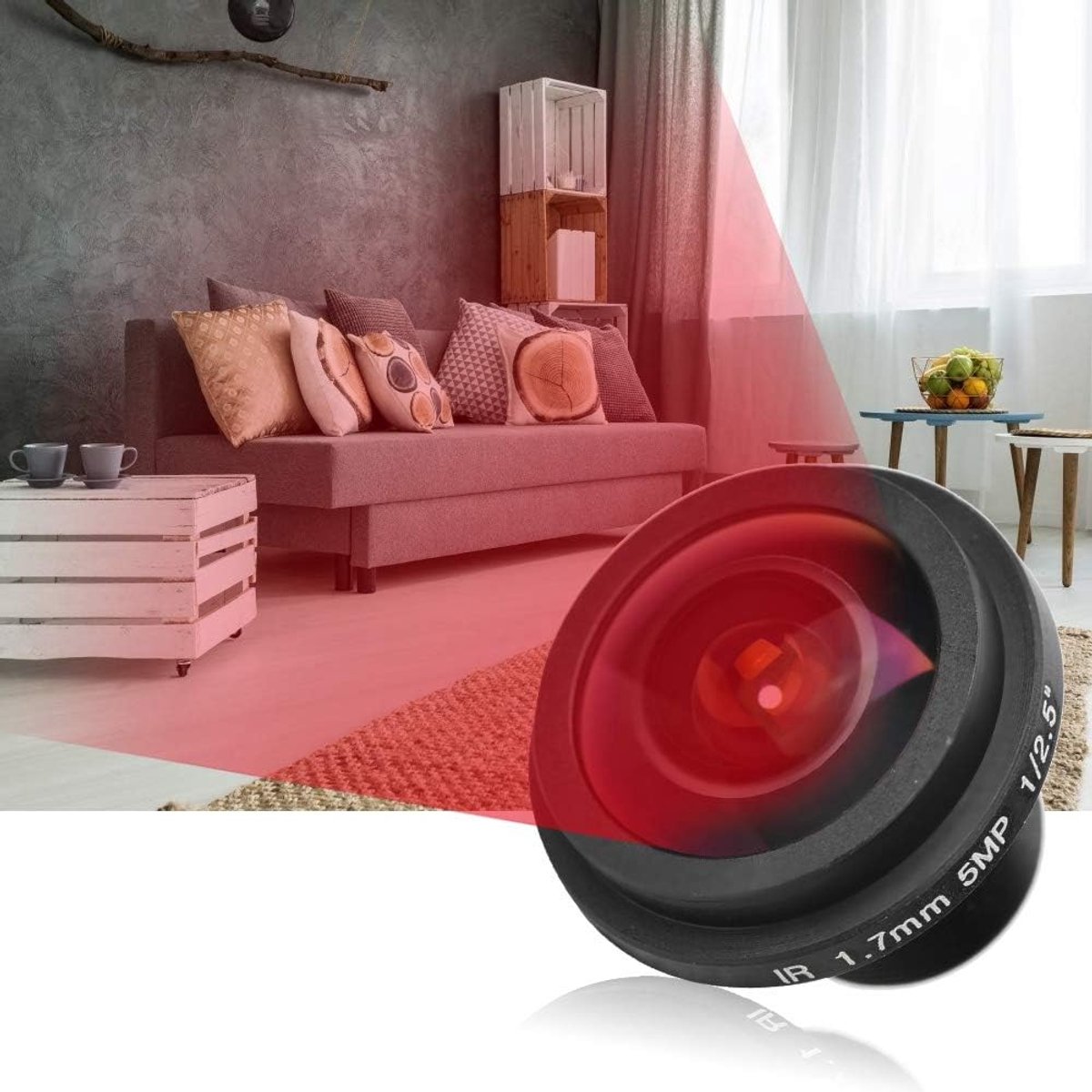 Fisheye beveiligingscamera lens 5MP - 1.7mm - 170° kijkhoek - 360° panoramisch zicht - ShopVlot