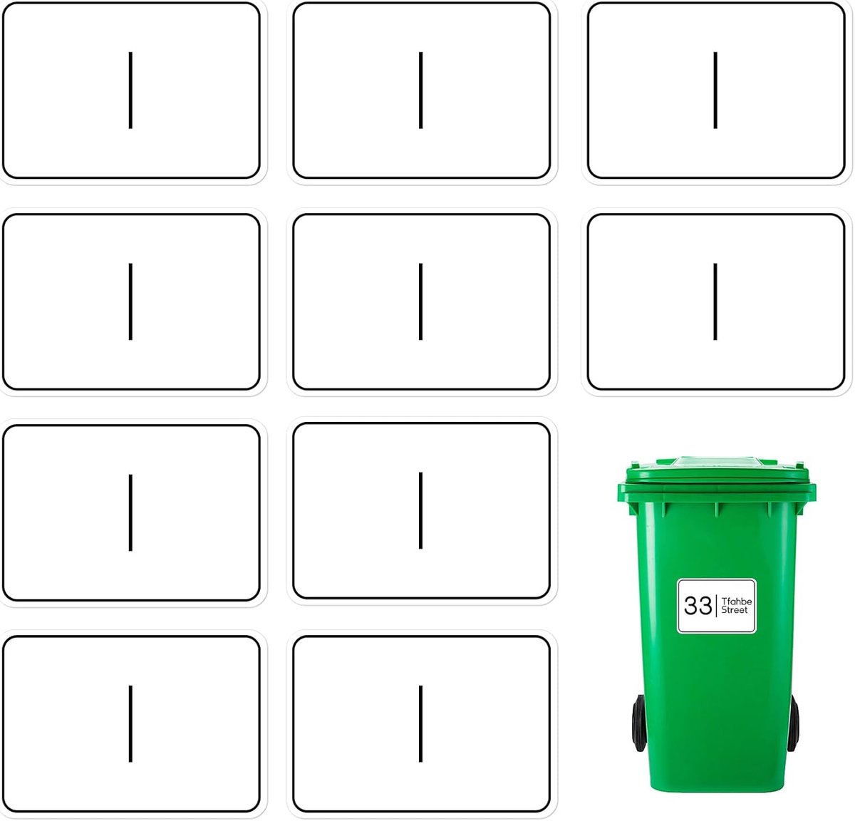 Afvalcontainer stickers set van 10 - weerbestendig vinyl - UV-bestendig - duidelijke labels voor afvalscheiding - ShopVlot