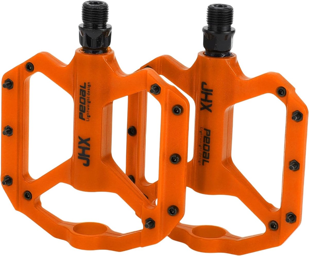 Fiets pedaal 9/16" spindel - nylon - oranje - geschikt voor MTB en BMX - ShopVlot