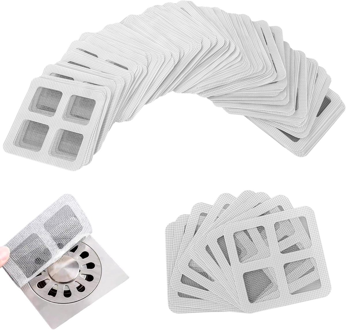 Disposable douche haar stickers 10 cm x 10 cm - hoogwaardige glasvezel - voorkomt verstoppingen - ShopVlot