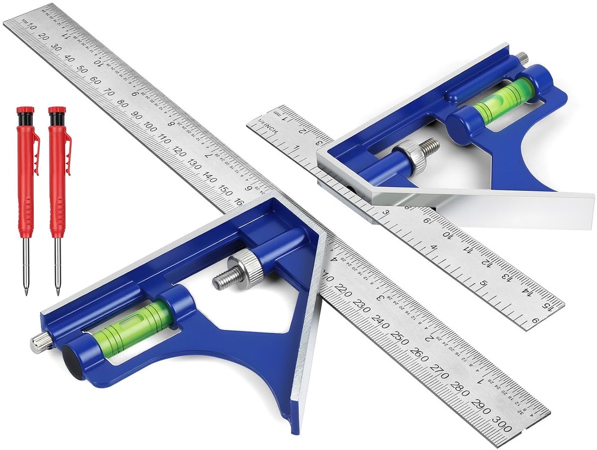 Hoekmeter 300 mm + 150 mm - Aluminium Legering - Multifuntioneel - Ideaal voor klussen - ShopVlot