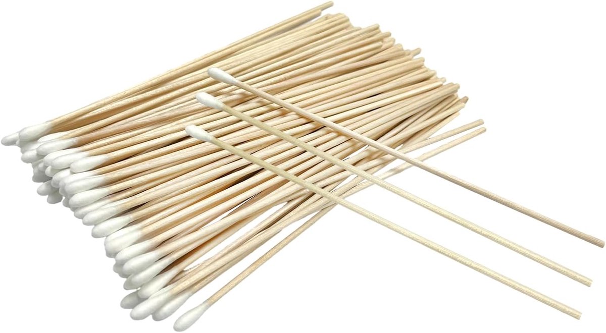 Wattenstaafjes 300 stuks - 15 cm lange houten steel - milieuvriendelijke kapokkop - ideaal voor wonddesinfectie - ShopVlot